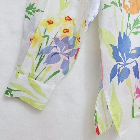 Liz Claiborne, Colorful Floral Print Blouse, Soft 100% Cotton, XL - Picture 11 of 15